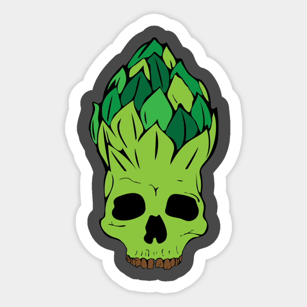 Hophead Skull Sticker by WriteThisOff